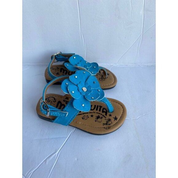 Muñequita Blue Leather Baby Sandals 4 - Picture 4 of 6